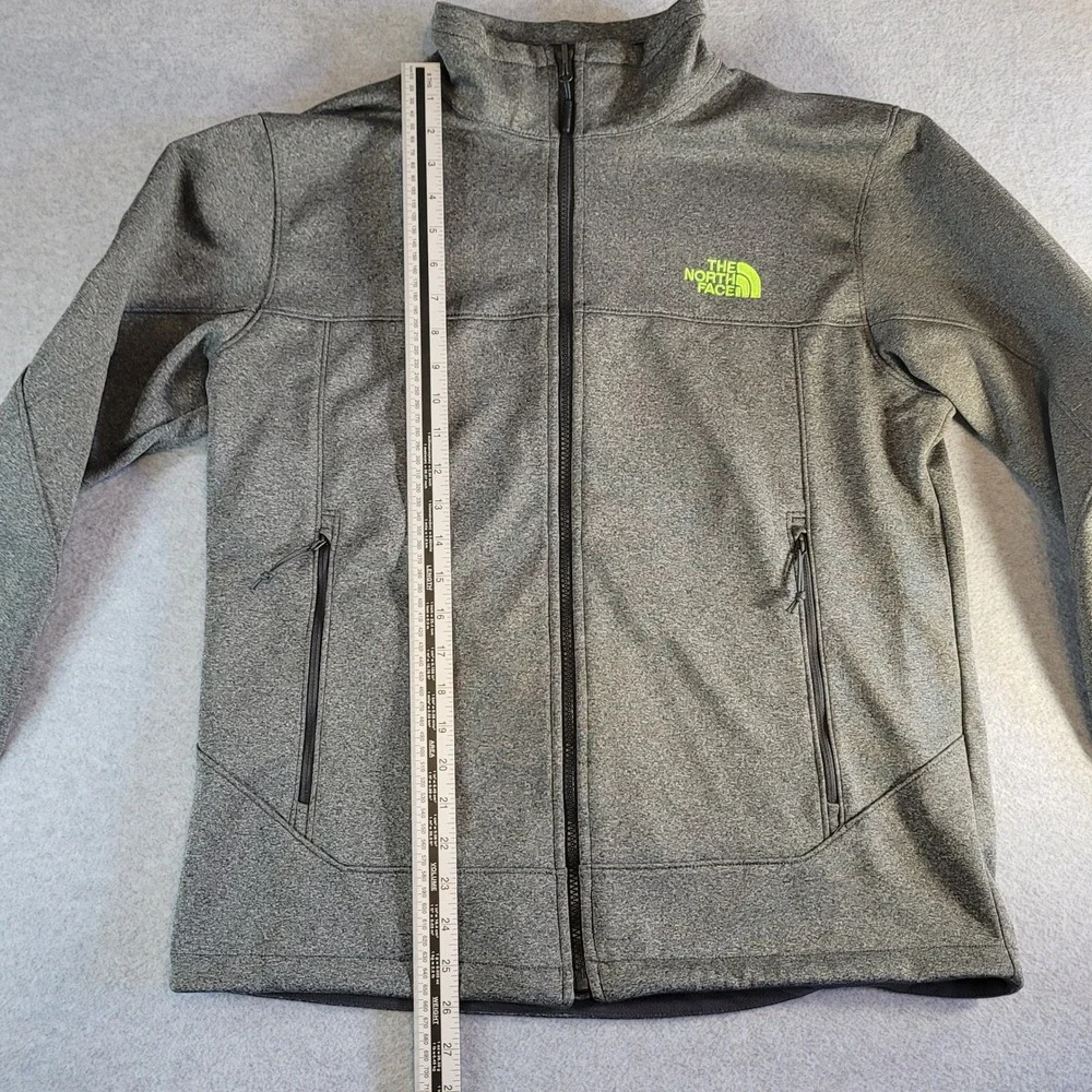 The North Face Mens WindWall Softshell Jacket Grey Lime Green Full Zip Medium